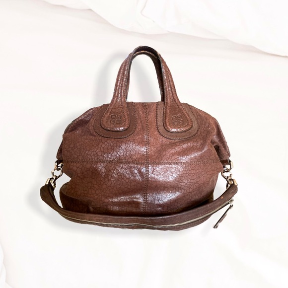 Givenchy Handbags - GIVENCHY Nightingale Brown Cracked Calfskin Tote